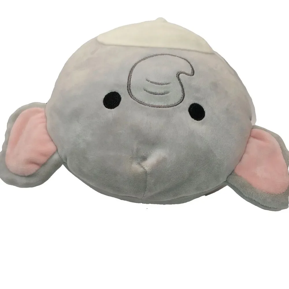 Squishmallows Mila the Elephant Gray Pink Ears Black Embroidered Eyes 8 in